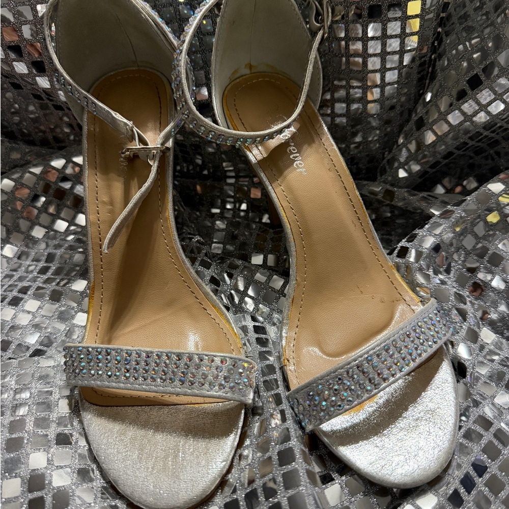 Elegant Forever Silver Rhinestone Sandals